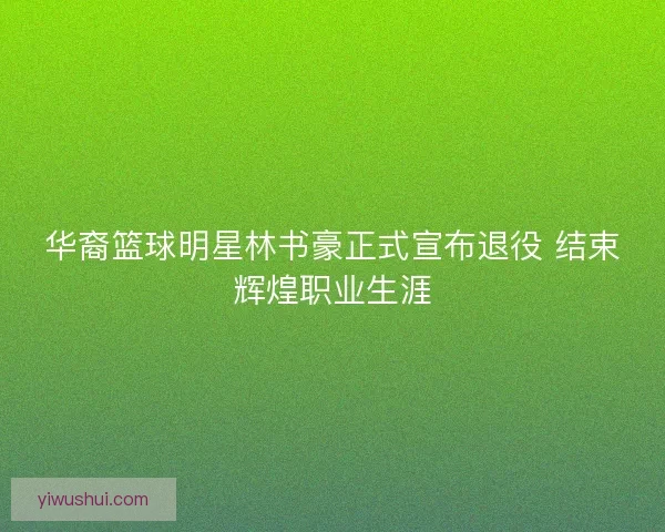 华裔篮球明星林书豪正式宣布退役 结束辉煌职业生涯