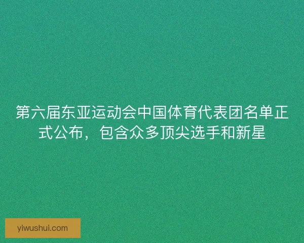 第六届东亚运动会中国体育代表团名单正式公布，包含众多顶尖选手和新星