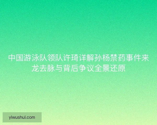 中国游泳队领队许琦详解孙杨禁药事件来龙去脉与背后争议全景还原